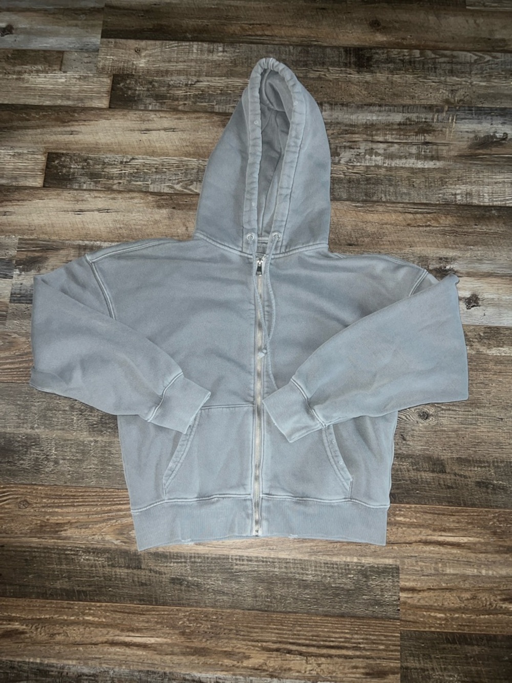 Abercrombie & Fitch Light Gray Zip-Up Hooded Sweatshirt
